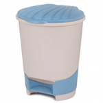 Ведро для мусора 10л с педалью, светло бежевый-синий