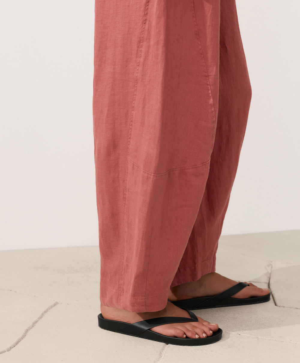 OYSHO Брюки-баллоны из 100% льна, коралловый