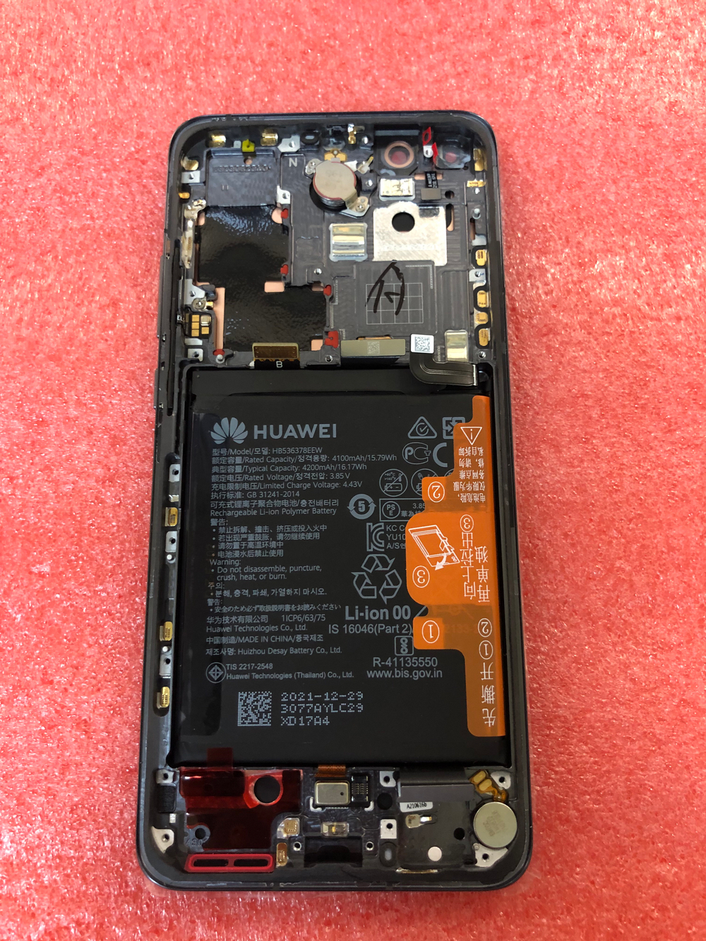 Рамка дисплея в сборе с аккумулятором для Huawei P40 Pro (ELS-NX9) Оригинал Сервисная