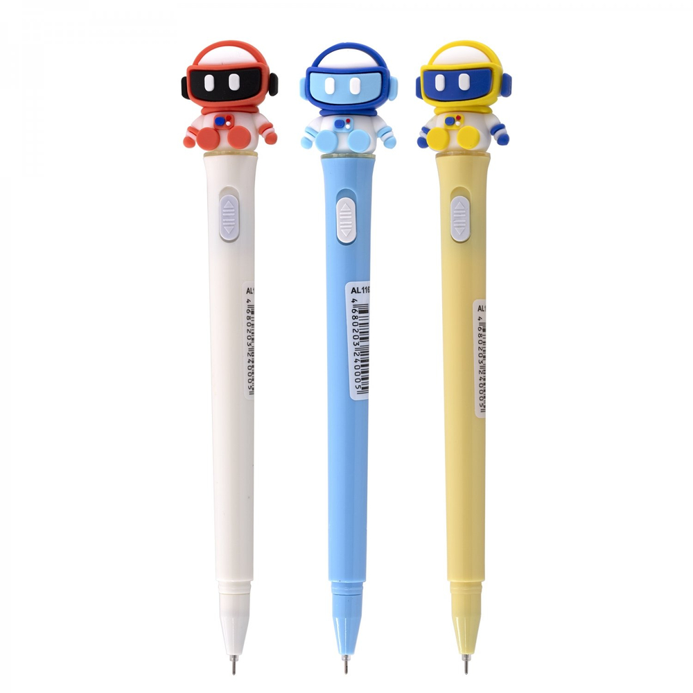 Ручка гелевая Alingar, "Космо", 0,7 мм, черная, с подсветкой, иголь. наконечник, круглый, цветной, пластиковый корпус, карт. уп.