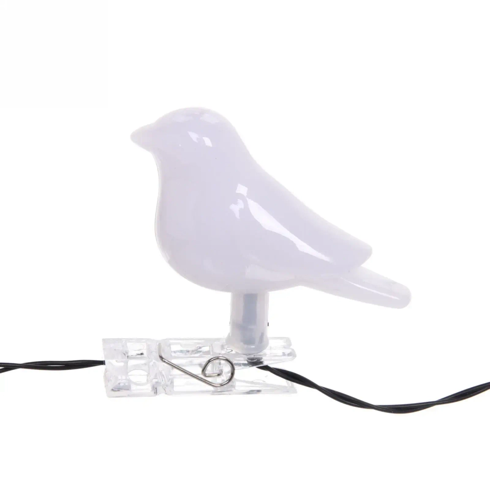 Гирлянда для улицы «Птица» 2м, 10ламп LED чёрный провод, 2 реж, IP-55, Теплый белый (солнечная батарея).