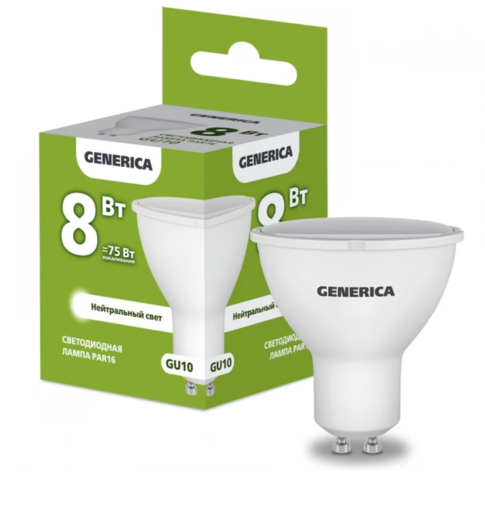 GENERICA IEK Лампа светодиод 8Вт GU10 4000К