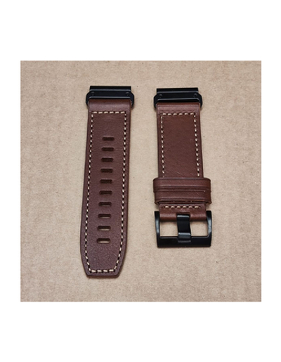 Ремешок кожаный 26 мм. для Garmin Fenix 7x / 6x / 5x / 3, Enduro 2 / Tactix 7, Tactix Delta быстросъемный(Коричневый)
