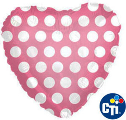 CTI СЕРДЦЕ 18"/46см Розовое в Белый Горошек