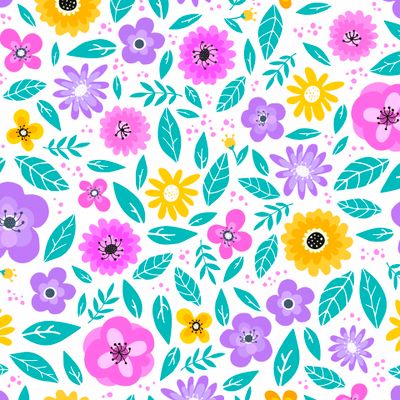 Милый паттерн с абстрактными летними цветами и листьями