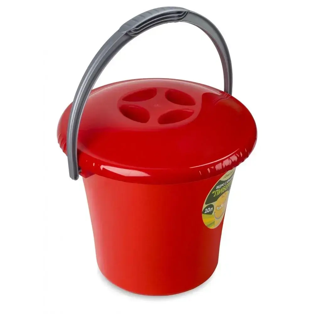 Ведро Либерти 10л с крышкой красное С604ККРА (комплект 12 шт)