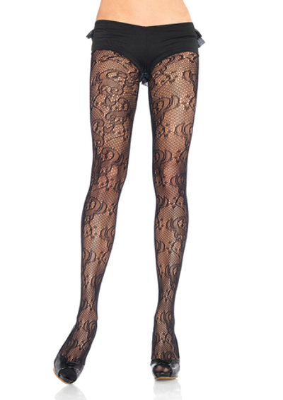 Ажурные колготки с цветочным мотивом (Размер: S-M-L) (Цвет: черный)