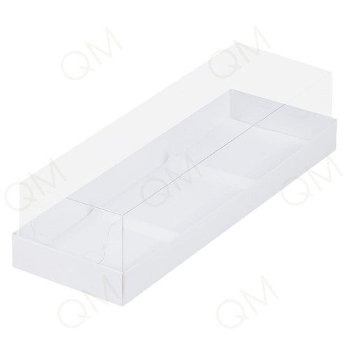 Коробка под муссовые пирожные с пластиковой крышкой 290*95*80 мм (3) (белая), 50шт