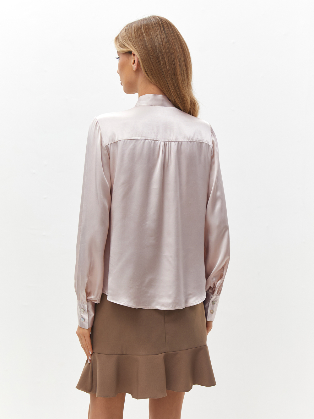 Блузка 2888 с бантом розовая