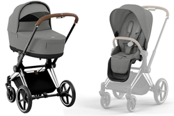 Коляска 3 в 1 Cybex Priam IV Chrome Brown complete и автокресло Aton B2 i-Size Bay Blue Mirage Grey