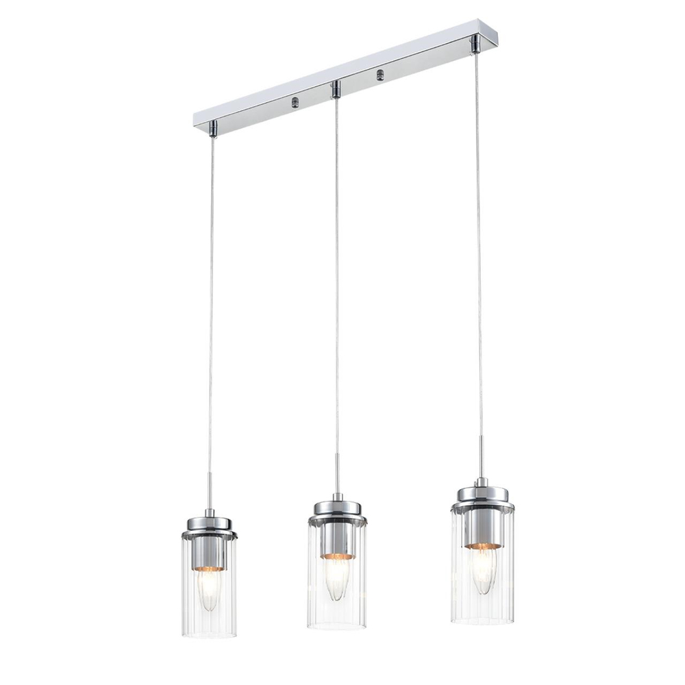 8102/3A COMFI LN26 408 хром/прозрачный металл/металл Подвес Е14 3*40W 220V ISHA