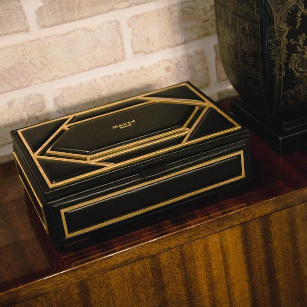 Шкатулка большая прямоугольная «Deco». Цвет черный