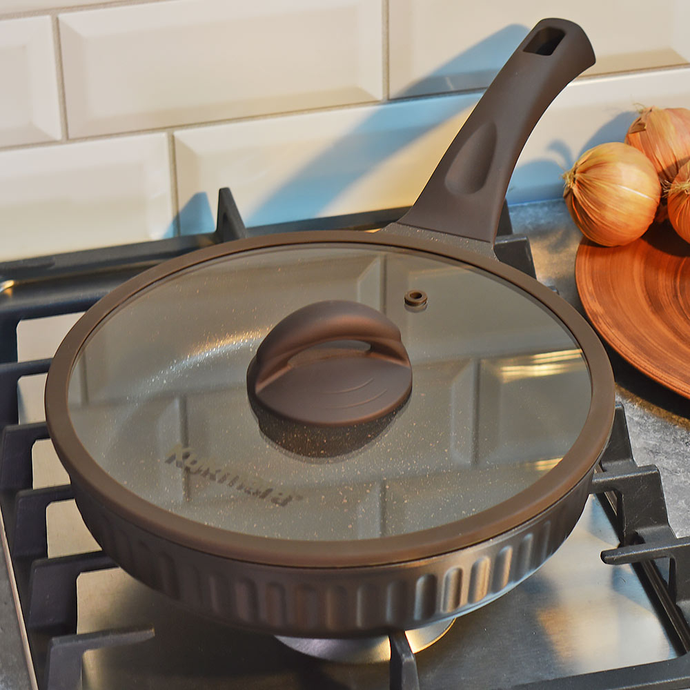 Сковорода 24см Mokko Stellaа, а/пр литая со стеклянной крышкой