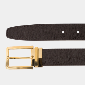 Ремень кожаный мужской из натуральной кожи сафьяно 35 мм, коричневый