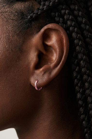 Серьги кольца 12 мм из серебра розовые