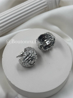 Серьги полукольца серебристые жатые