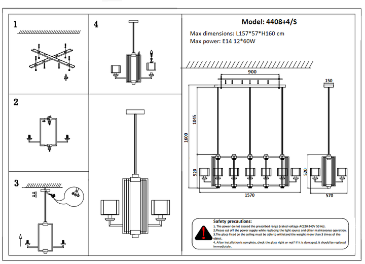 Подвесная люстра Newport Alexandra 4408+4/S black glossy М0068547