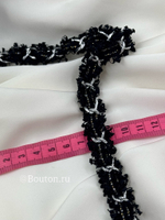 Тесьма черная с серебристой цепью