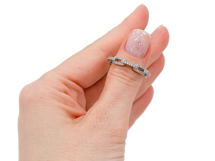 Кольцо "Цепь" 4мм, со стразами, разъемное