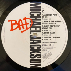 Винтажная виниловая пластинка LP Michael Jackson Bad (Англия 1987)