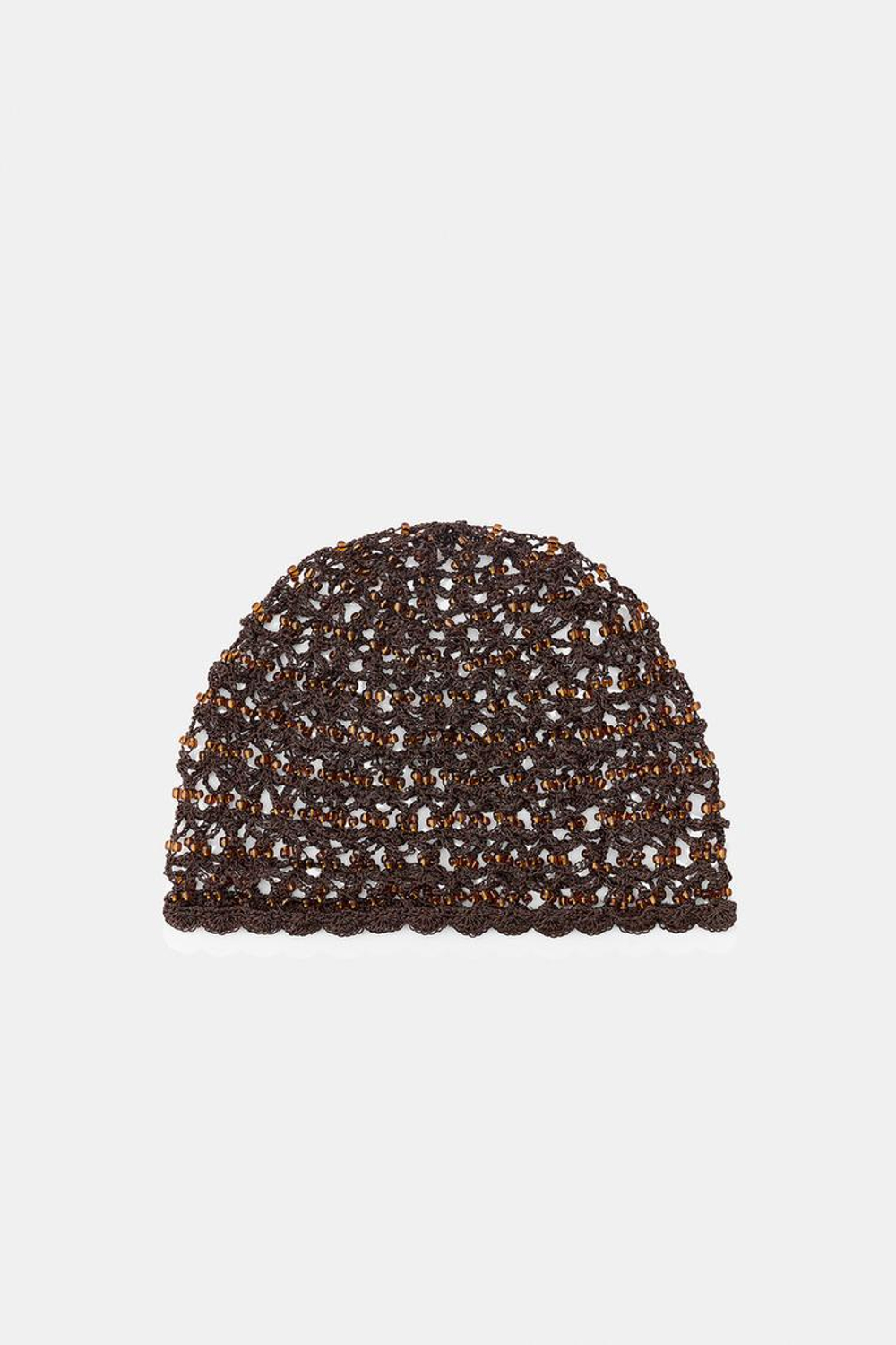 ZARA ШАПОЧКА С БУСИНАМИ, КОРИЧНЕВЫЙ