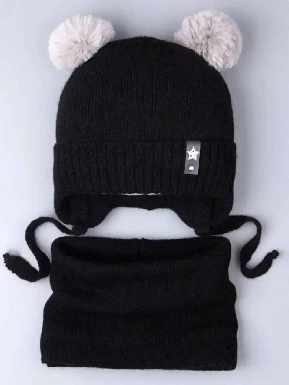 Шапка детская зимняя вязаная и снуд