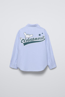 ZARA РУБАШКА С ПРИНТОМ CINNAMOROLL © SANRIO, ГОЛУБОЙ