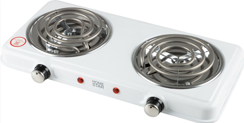 Плитка электрическая спиральная HomeStar HS-1109 2*1000Вт 2-конфорочная