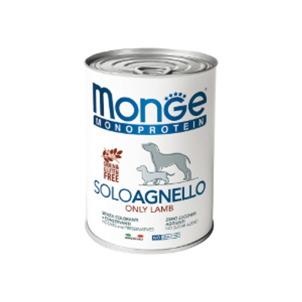 Влажный корм консервы для собак паштет из ягненка Monge Dog Monoprotein 0,4кг