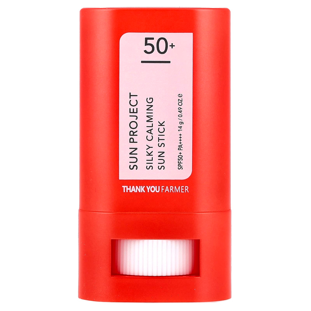 Thank You Farmer, Sun Project, шелковистый успокаивающий солнцезащитный стик, SPF 50+ PA++++, 14 г (0,49 унции)