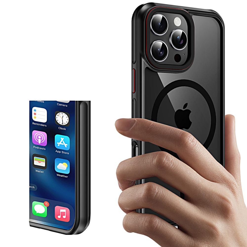 Чехол TECH-PROTECT MAGHYBRID Magsafe iPhone 16 PRO MAX BLACK/RED