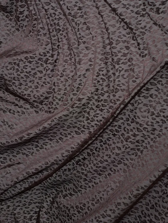 Ткань сетка эластичная, дизайн леопард, глянец, Турция, шоколад