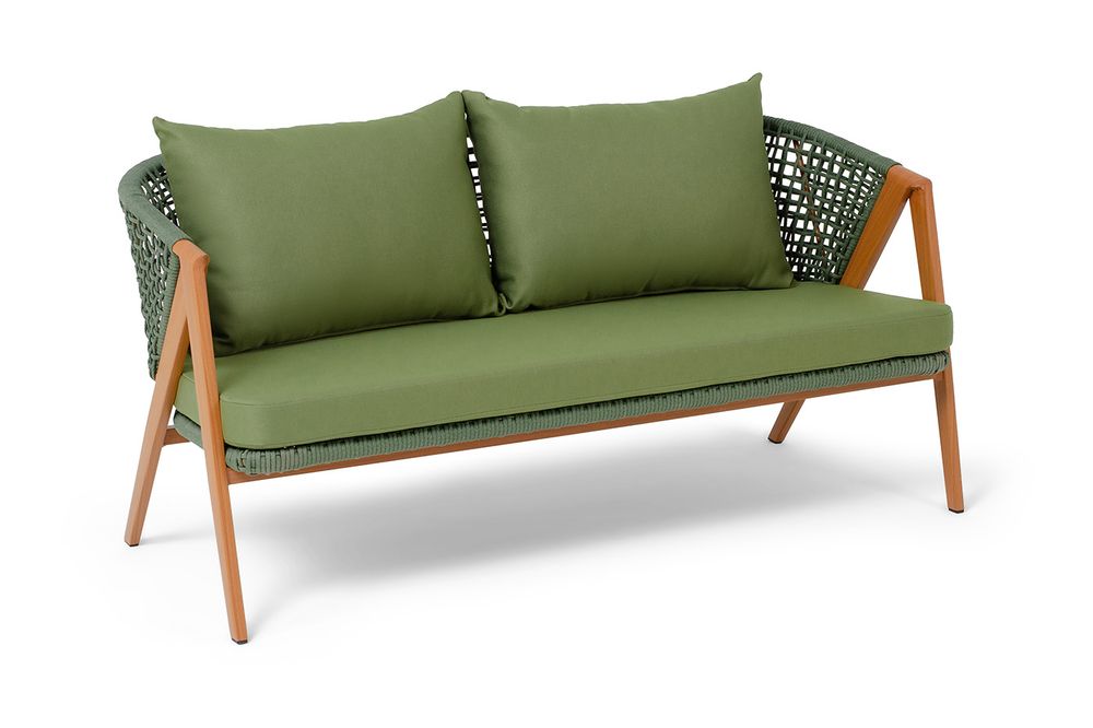 "Амстердам" диван из искусственного ротанга двухместный, цвет зеленый