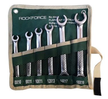 Набор ключей разрезных 6пр.(8х10,9х11,10х11,12х13,14х17,18х19мм),на полотне RockForce##Rock FORCE RF-5066P