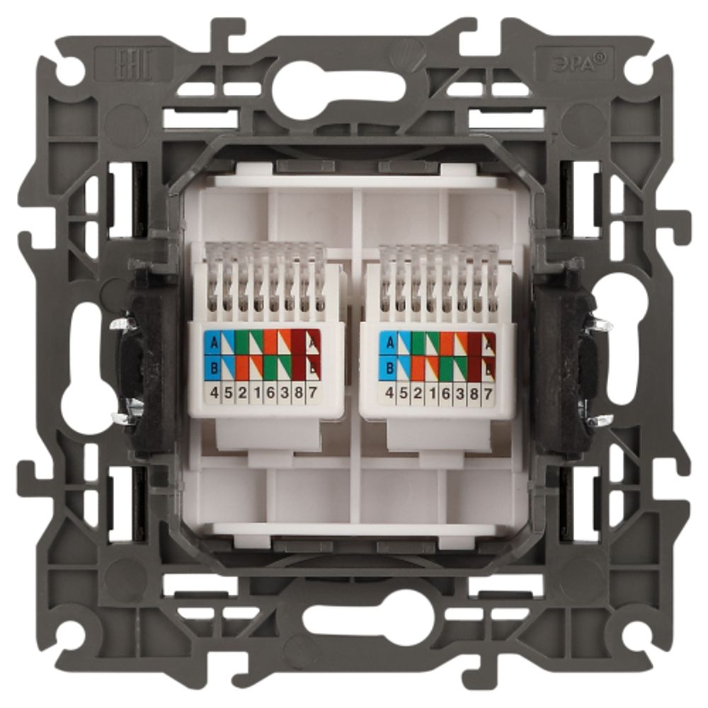 Розетка ЭРА Elegance 14-3108-05 информационная двойная 2хRJ45 IP20 антрацит