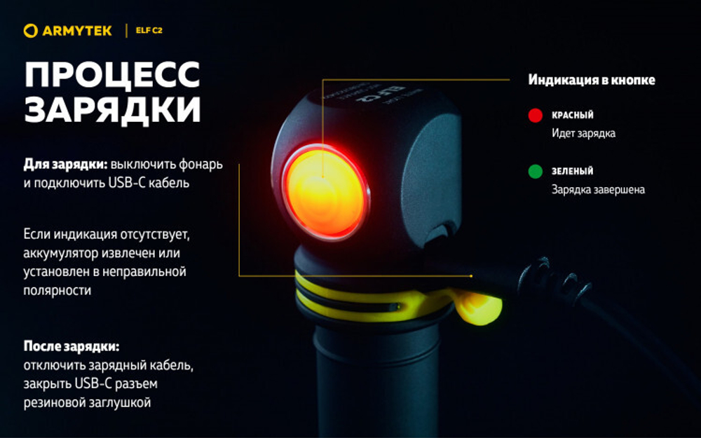 Фонарь Armytek Elf C2 USB-C Белый