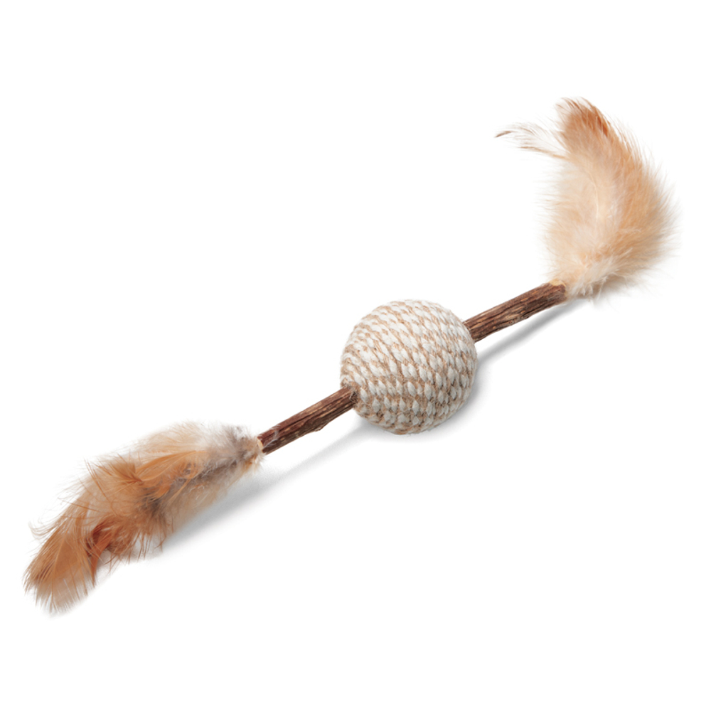 Игрушка для кошек из мататаби "Мячик с перьями", d40/220мм, серия NATURAL, Triol