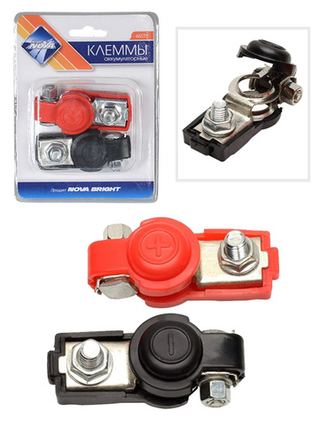 Клеммы АКБ "+-" Nova Bright 46575 в пластик кожухе к-т