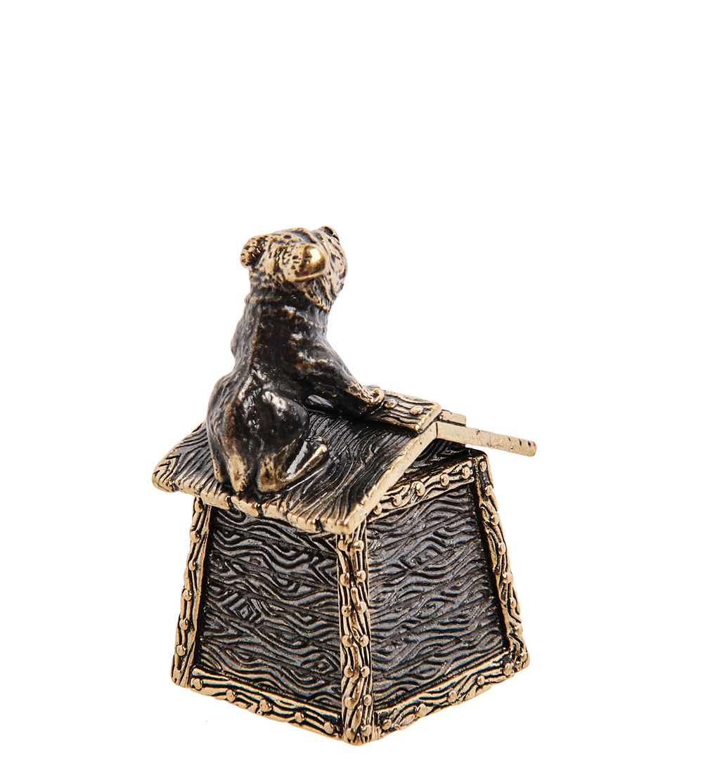 AM-3003 Наперсток «Будка с собакой» (латунь, янтарь)