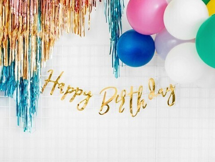 Гирлянда "Happy Birthday" (золото) 62 см