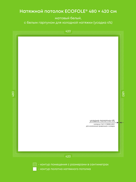 Матовый натяжной потолок 20.2 м2