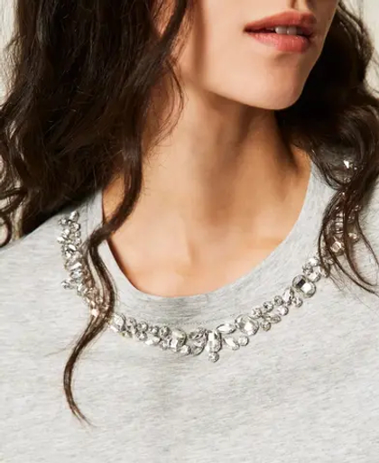 TWINSET Футболка, декорированная стразами