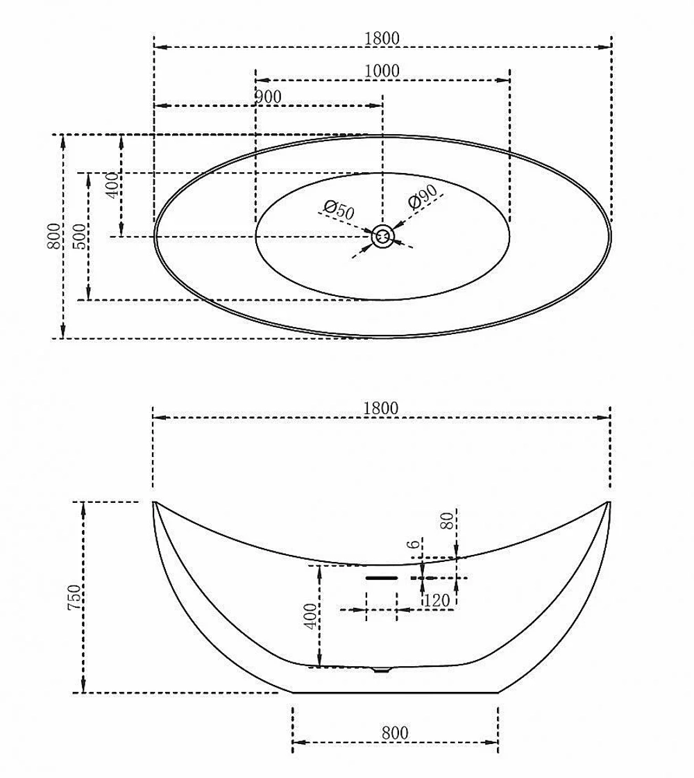 Акриловая ванна Abber AB9333 180х80