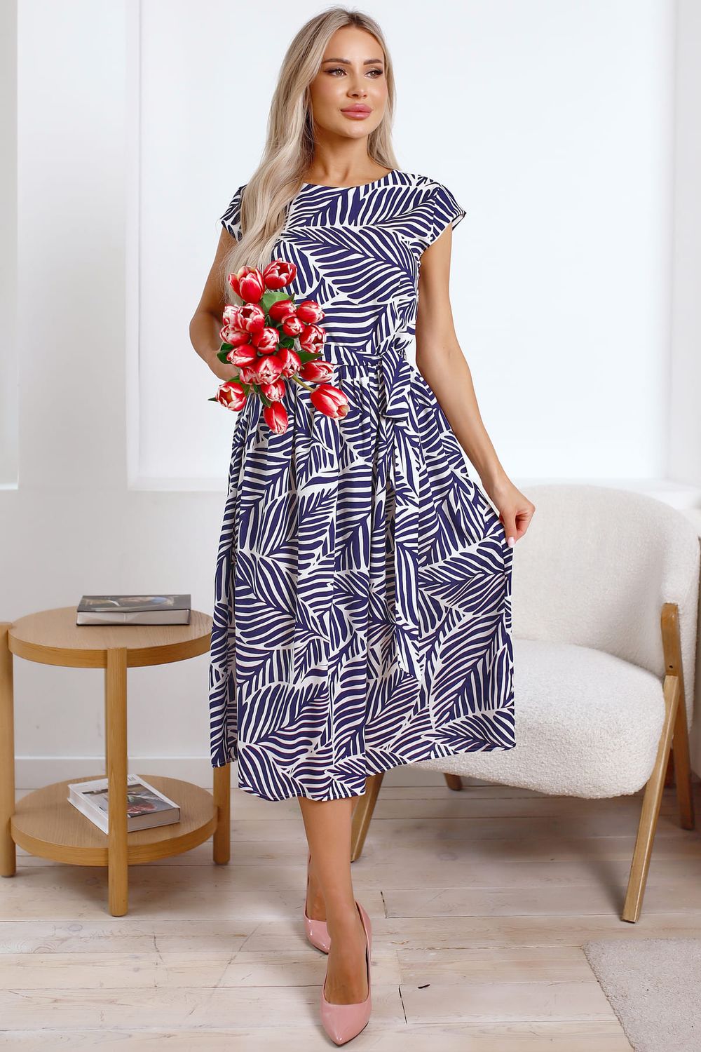 Платье Ольга (темно-синее/белое) П15885-45М LT Collection