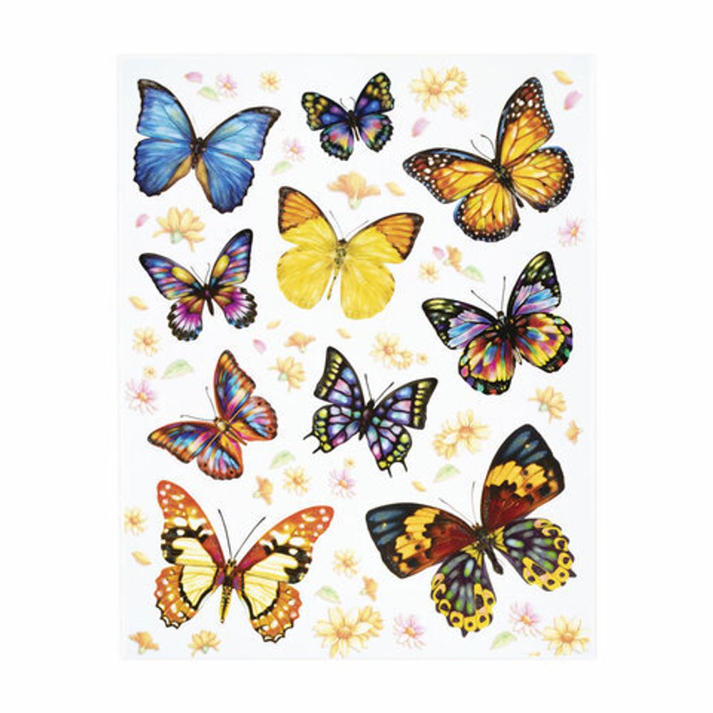 Украшение для окон и стекла ЗОЛОТАЯ СКАЗКА "Бабочки 4", 30х38 см, ПВХ, 591234