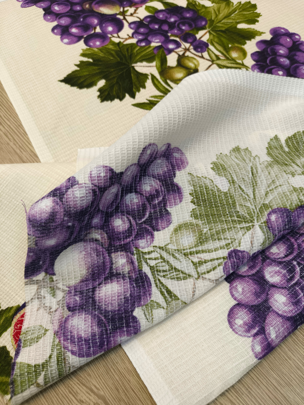Вафельное полотно "Инжир и Виноград" ш.0.5м, хлопок-100%, 175гр/м.кв