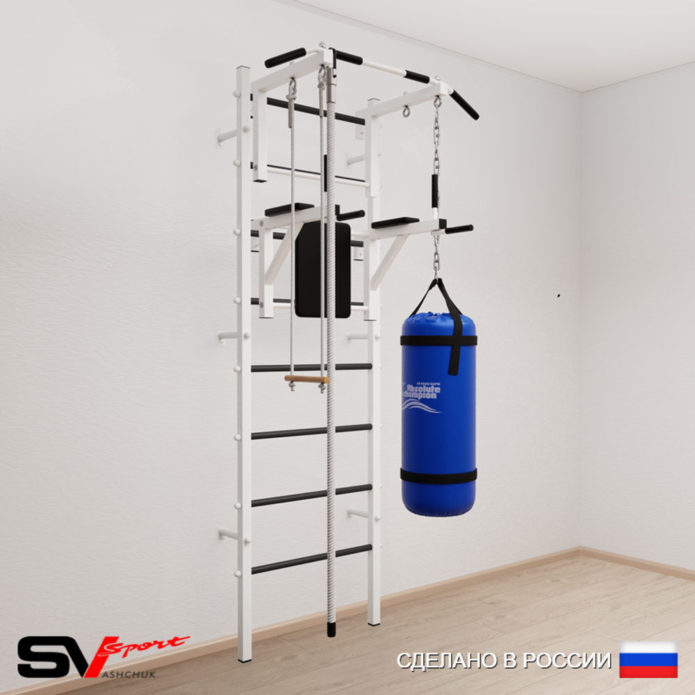 Шведская стенка Sv Sport 5763 (Турник стандарт/Брусья/Канат/Трапеция/Цепь/Мешок 30кг)
