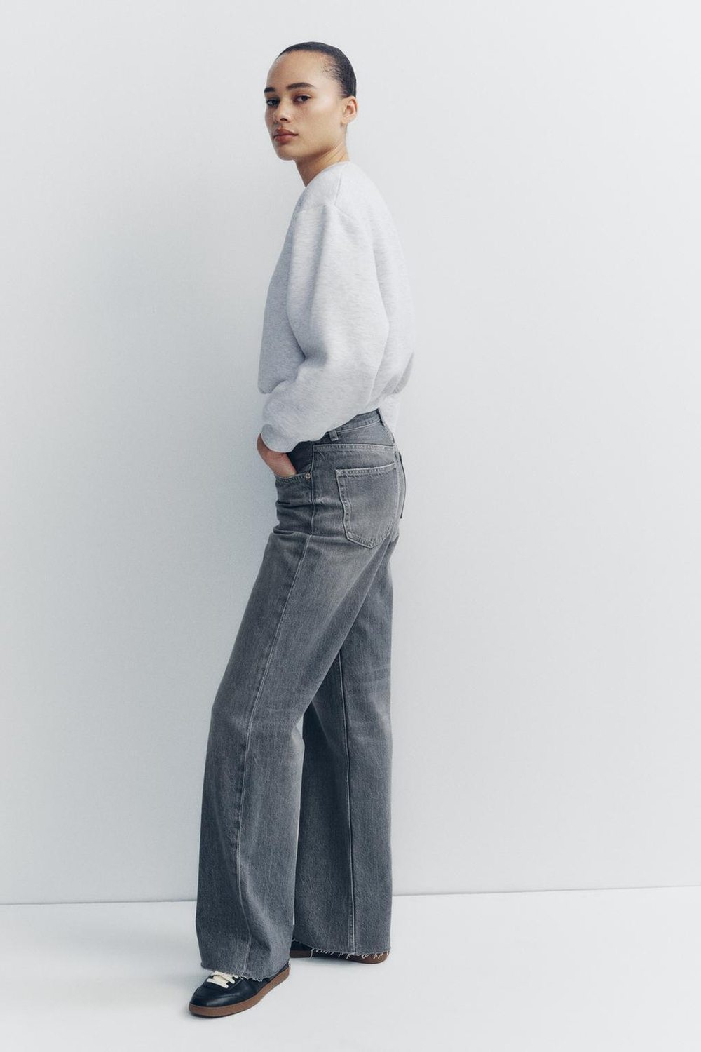 Джинсы с высокой посадкой trf wide leg