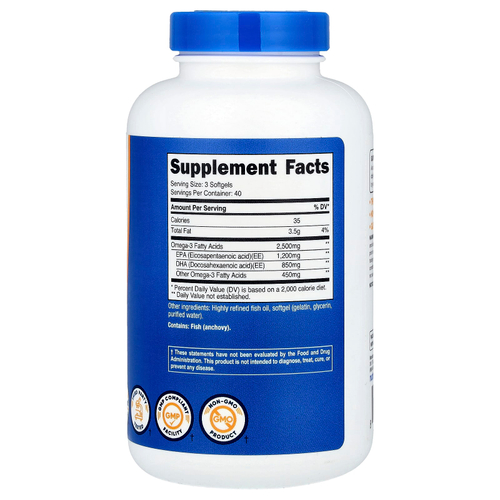 Nutricost, омега-3, 120 капсул