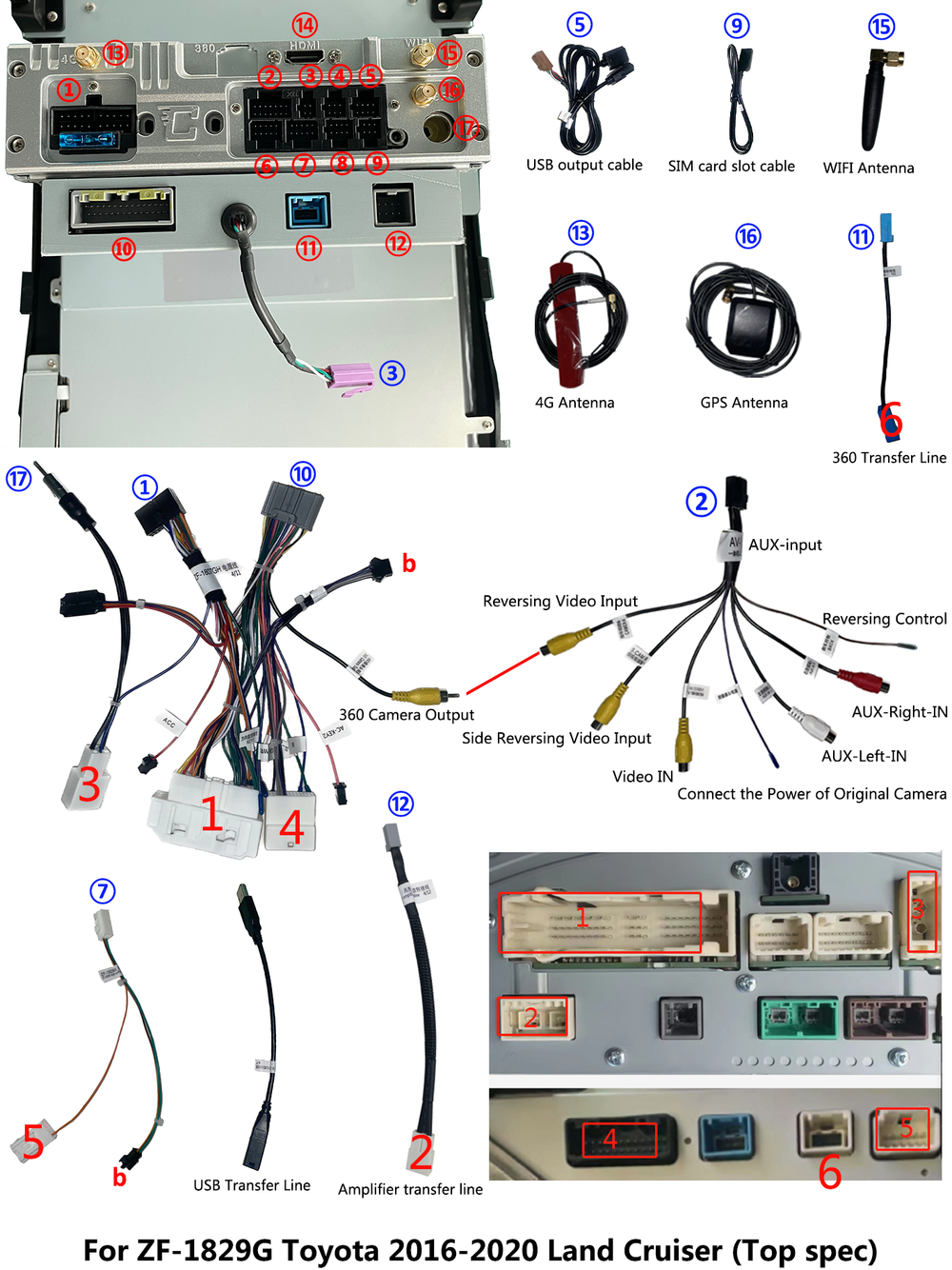 Магнитола для Toyota Land Cruiser 200 2015-2021 (с JBL и 360) - Carmedia ZF-1829H-GE "Тесла-стиль" монитор 16"! на Android 13, 8/128Гб, CarPlay, 4G SIM-слот